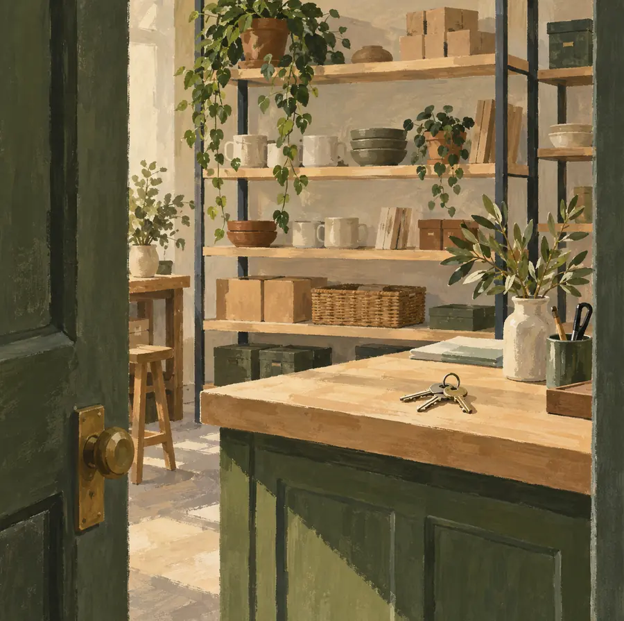 Illustration of growing businesses equipment and workspace